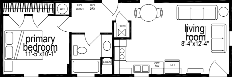 Sunwood single-section f223-ab floor plan home features