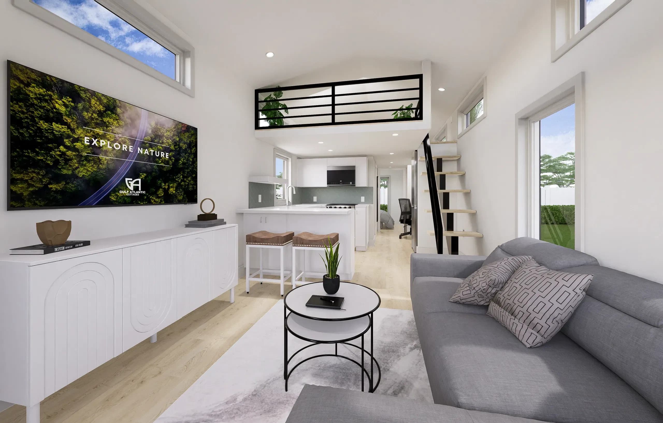 The cityscape oasis interior home features