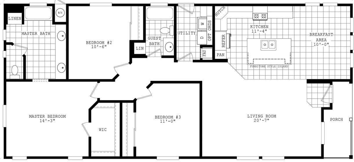 Durango porch homes 28603e floor plan home features