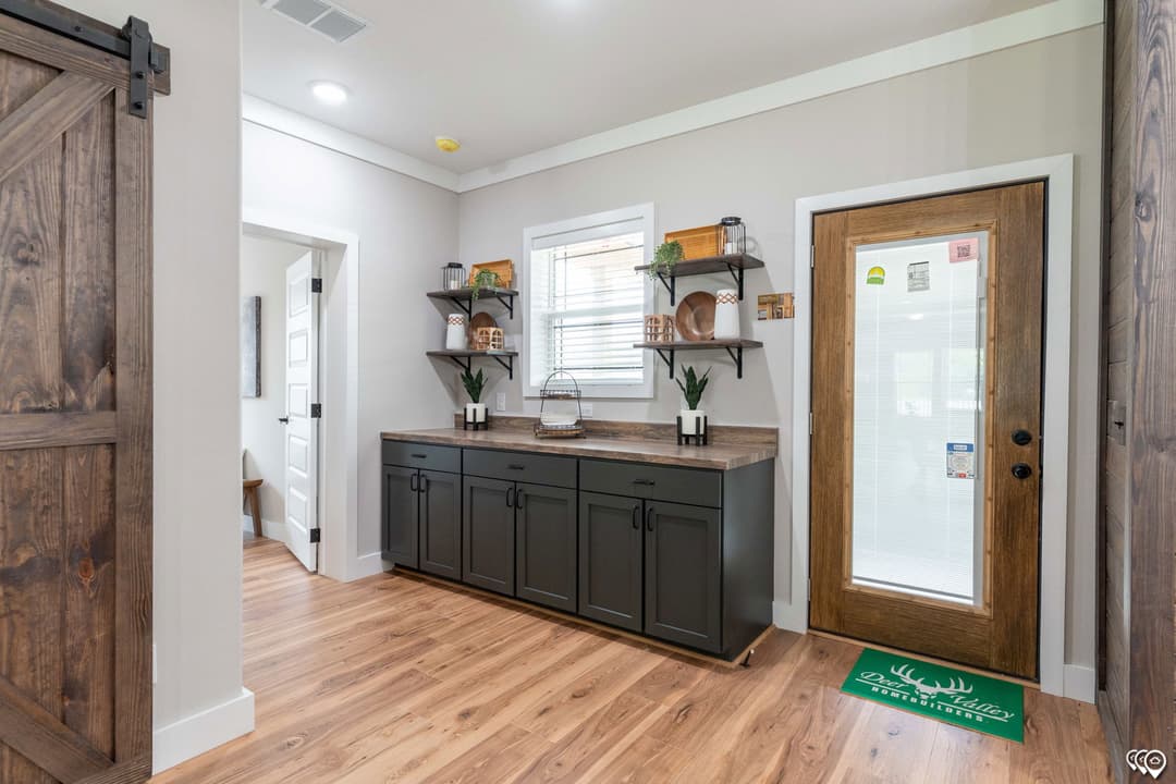 The barndominium interior home features