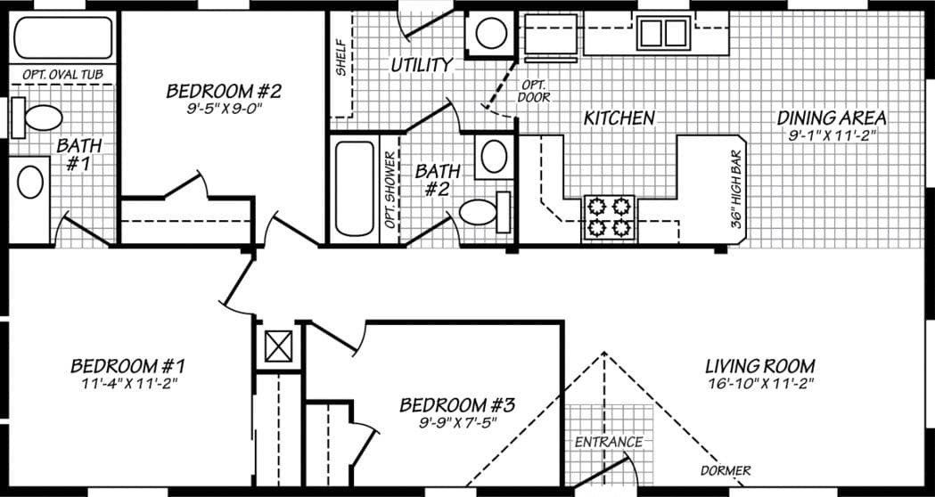 Evergreen 24443e floor plan home features