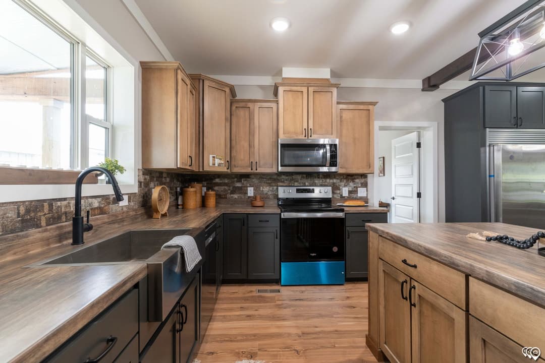 The barndominium kitchen home features