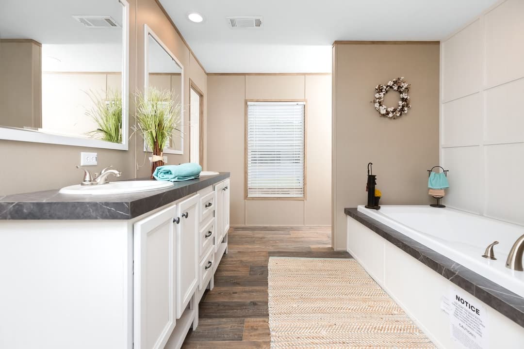 Farmhouse flex bathroom home features