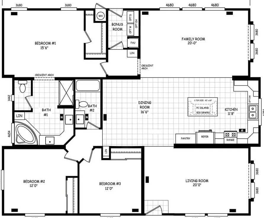 Pinnacle 40483a floor plan home features