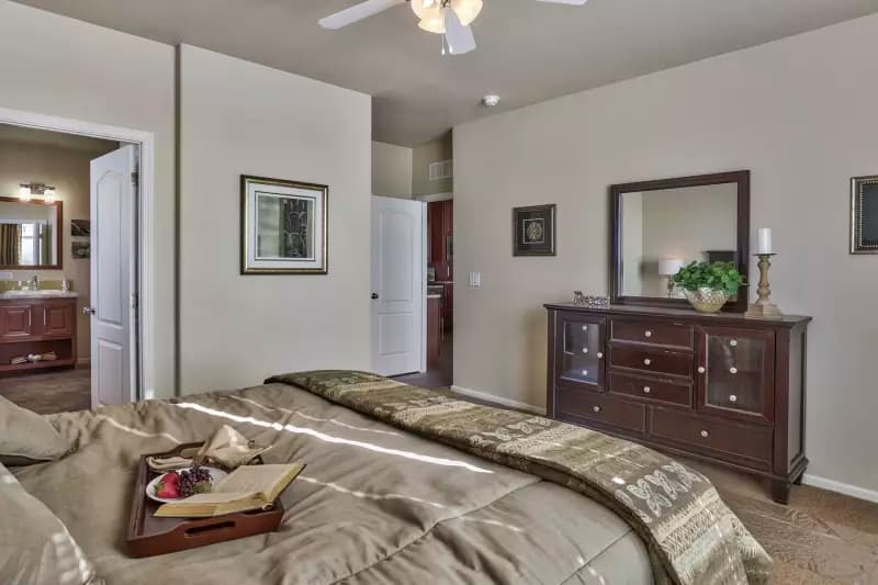 Redwood bedroom home features