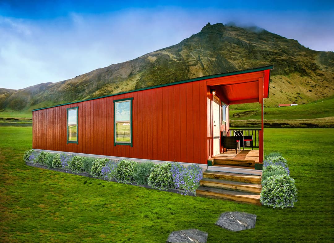 Tiny home 12×36-11fla hero, elevation, and exterior home features