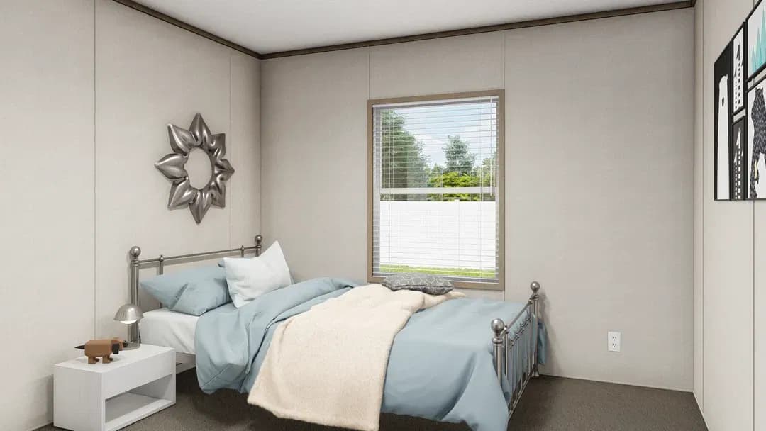 The southern farmhouse 2 bedroom home features