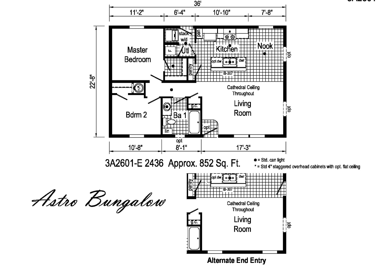 Astro bungalow ranch 3am2601-e floor plan home features