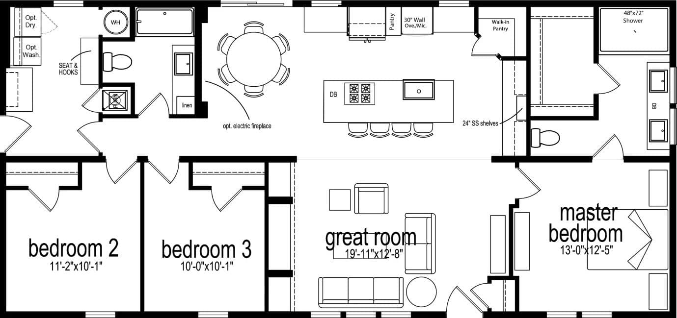 Orchid 56 floor plan home features