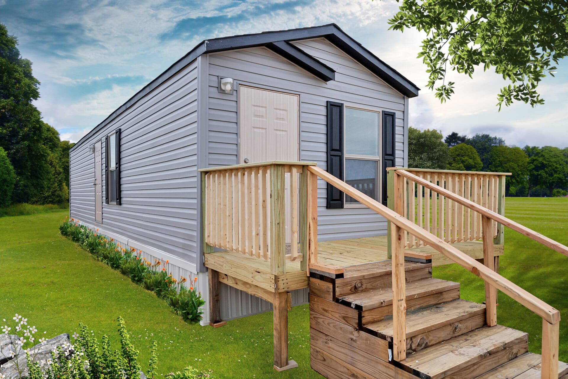 Tiny home 12×44-11a hero, elevation, and exterior home features