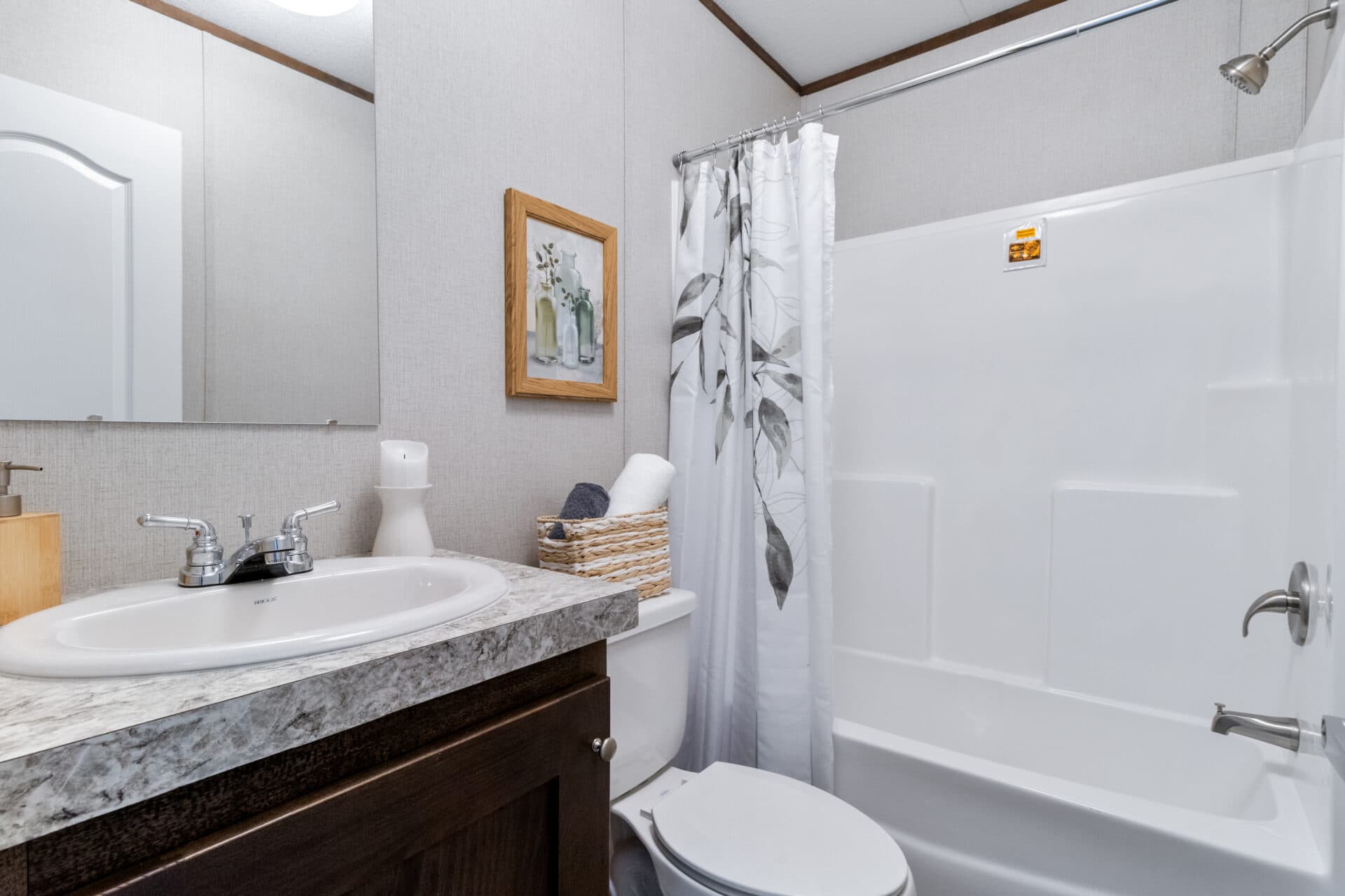 The promotional series bathroom home features