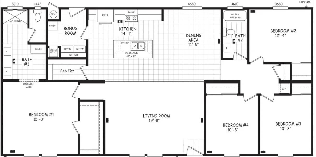 Pinnacle 30624a floor plan home features