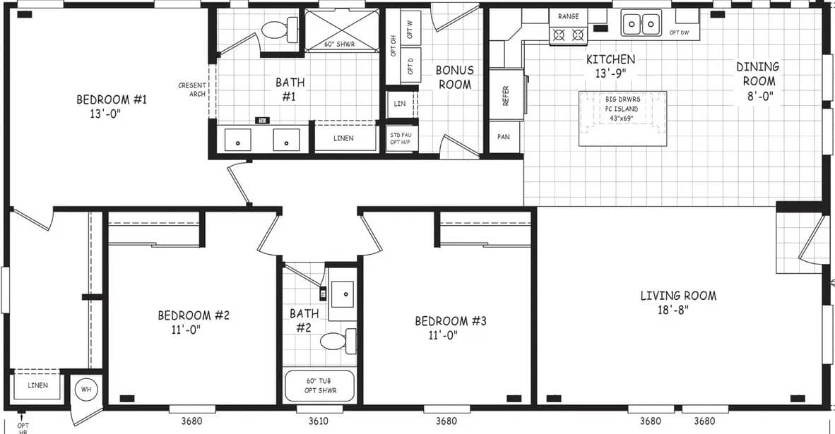 Pinnacle 28603b floor plan home features