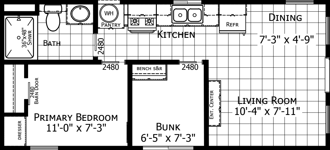 Park model aph-2301 floor plan home features