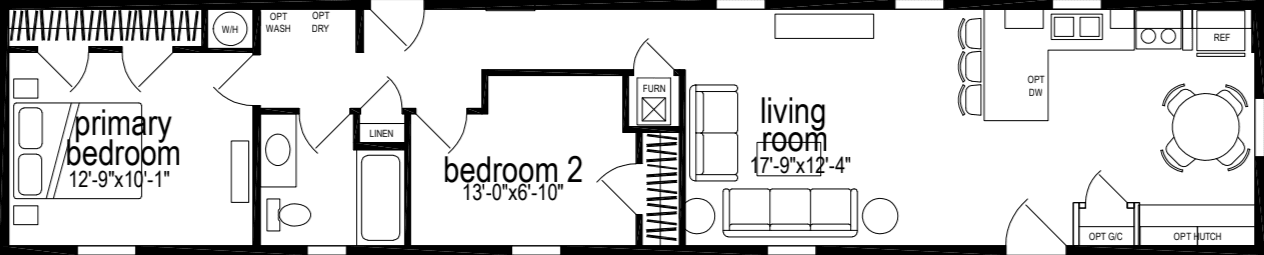 Sunwood single-section f210-ab floor plan home features