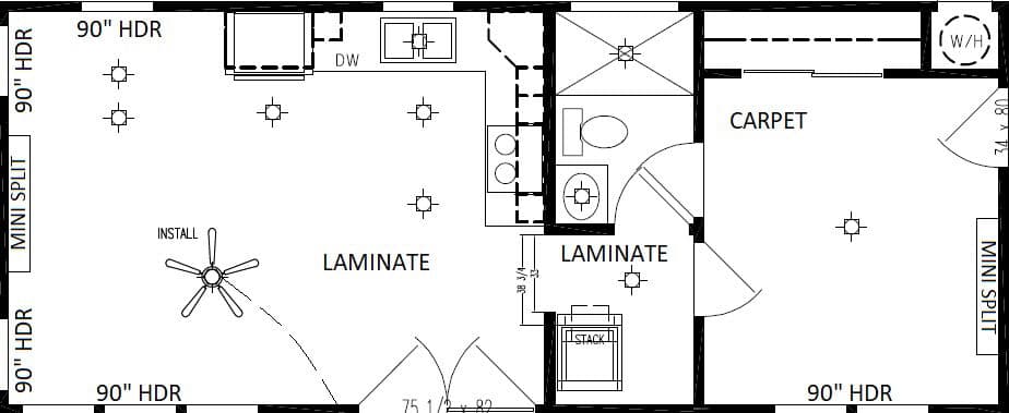 The piedmont (34') - l shaped floor plan cropped home features