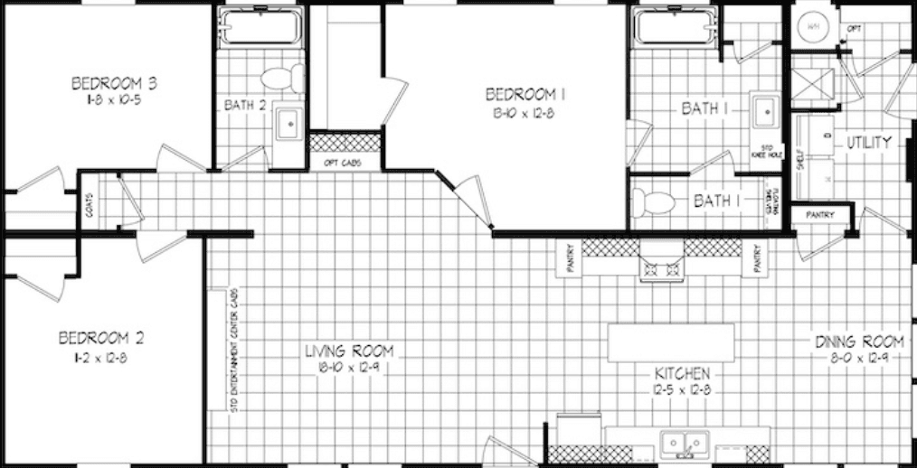 Ranch hand floor plan home features