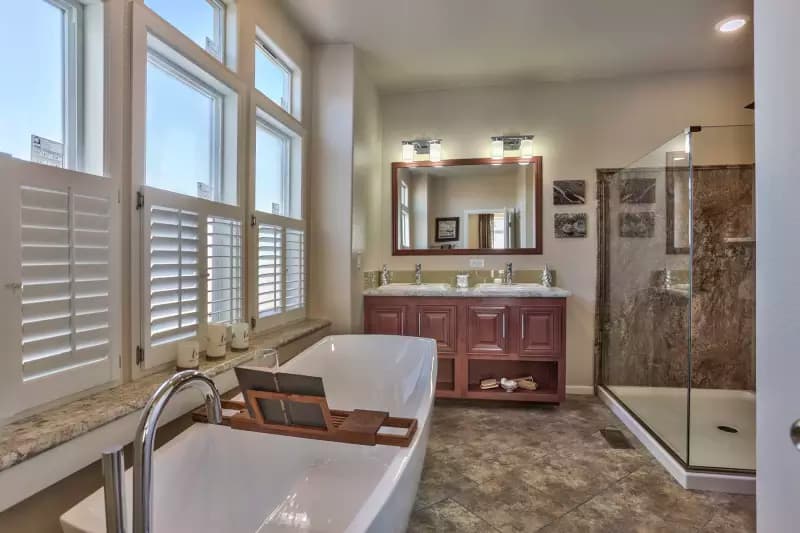 Redwood bathroom home features