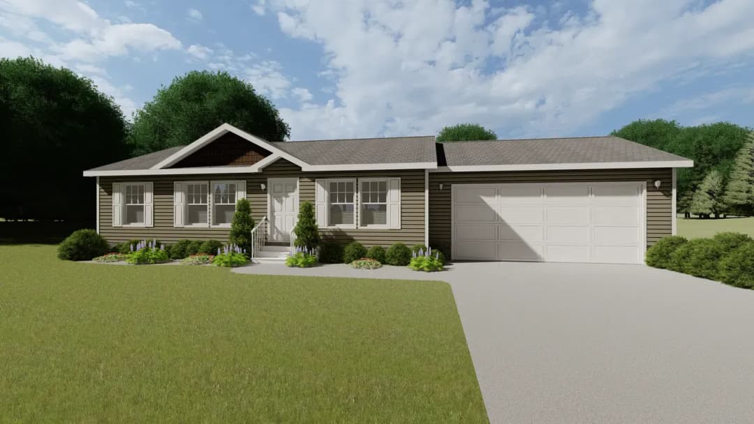 Spring meadow elevation and exterior home features