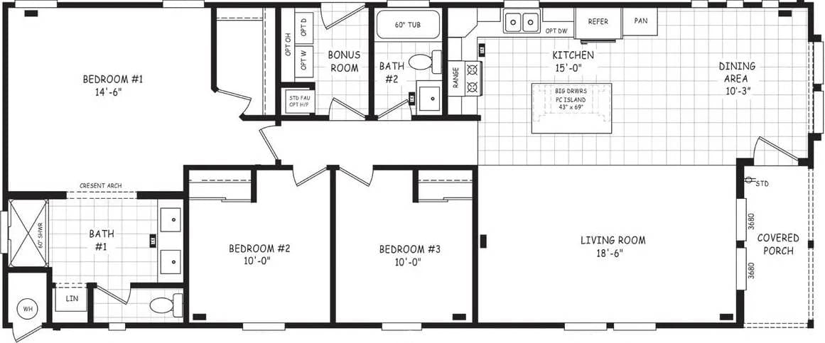 Pinnacle 24583a floor plan home features