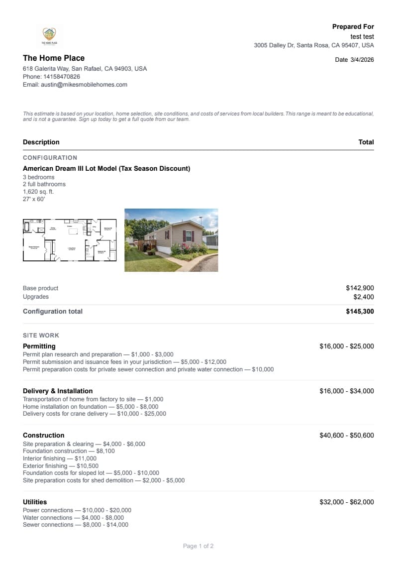 A purchase agreement generated from deal data